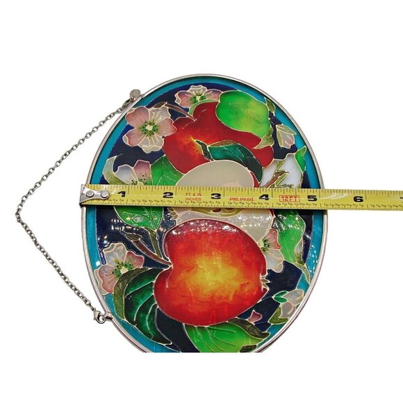 Amia Stain Glass Hanging Suncatcher Apple Floral Fruit Bright Colors Framed 7x5" - Picture 5 of 8